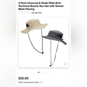 Brand new men’s 2-pack sun hats with vent and mesh lining.
